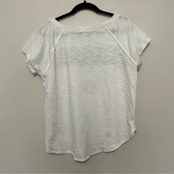 Cherish women’s pastel striped burnout slub knit round neck short sleeve size L - Picture 3 of 3